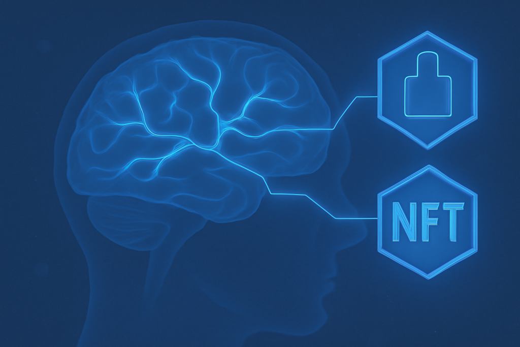 Human brain with glowing neural pathways showing neuroscience of nfts