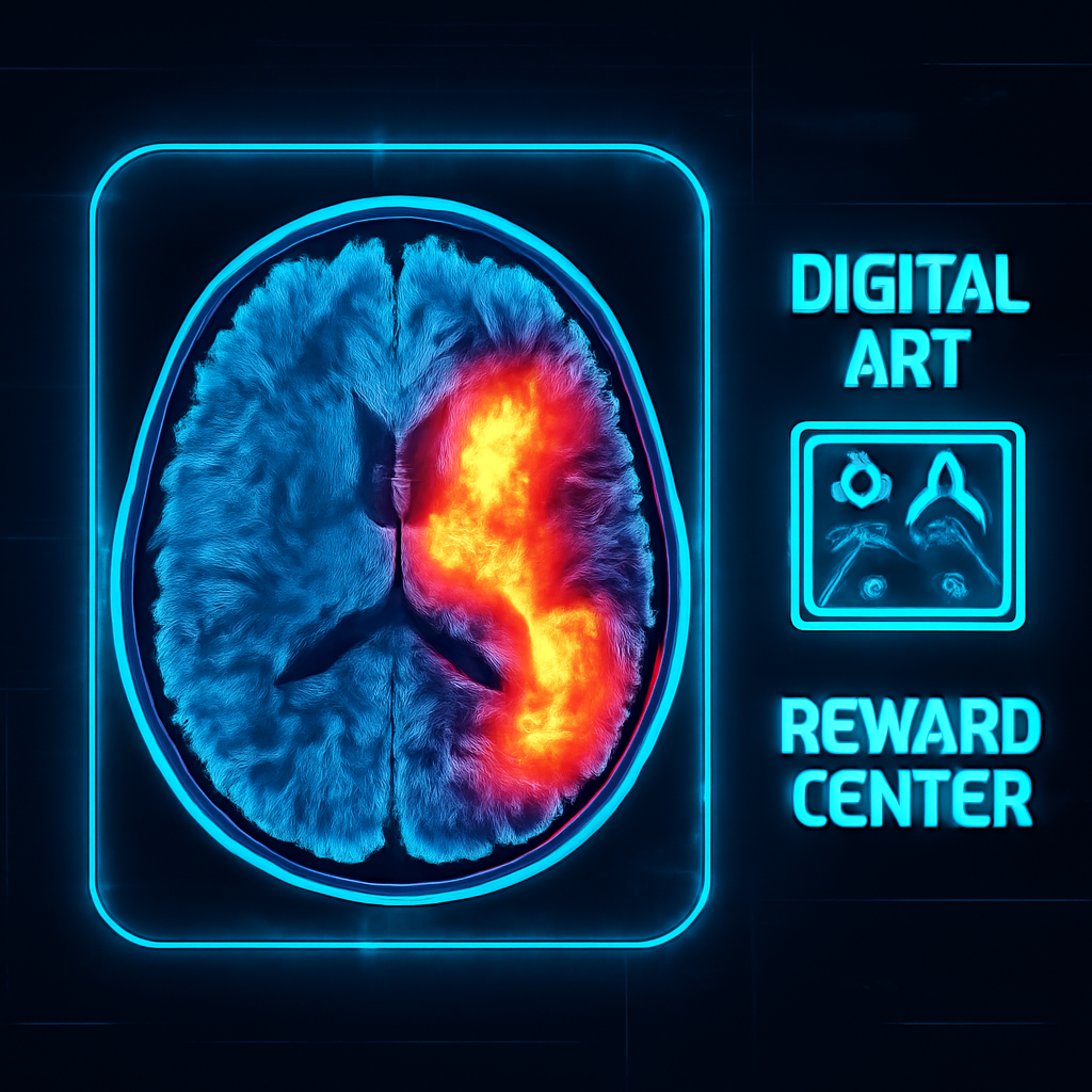 Scientific brain scan showing reward center activation representing neuroscience of NFT Ownership